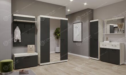Модульная прихожая Соната 2, Крафт белый - Антрацит  